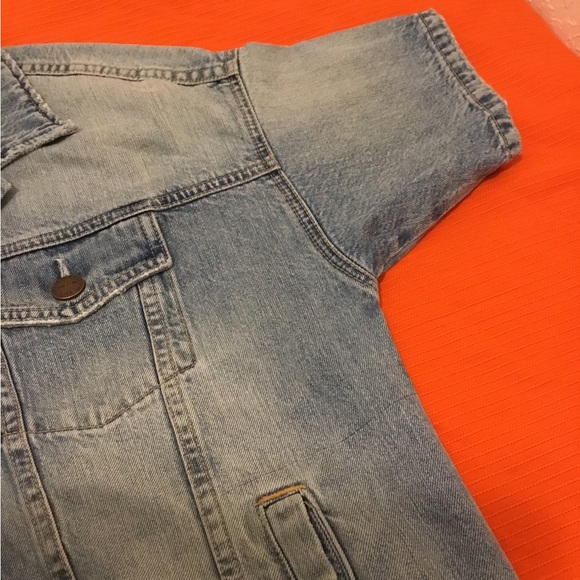 CURRENT ELLIOTT THE ROLLED SLEEVE TRUCKER JEANS JACKET PRE OWNED SIZE 1 - Picture 7 of 12